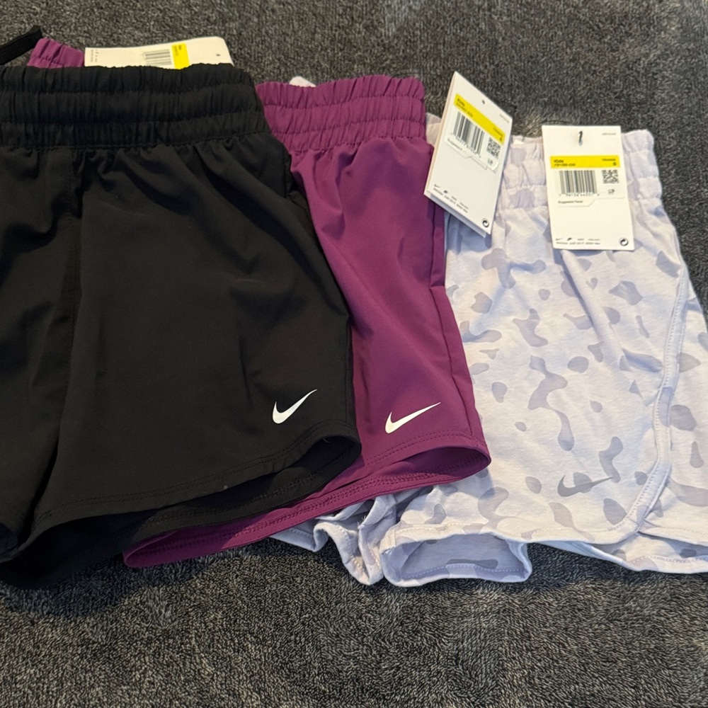 Nike Kids' Shorts - Black, Purple, and Purple Camo